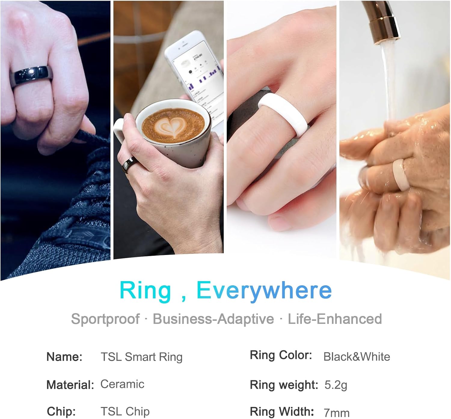 Smart Tesla Key Ring Model3/Y/S NFC Access Control Lock Door Unlock KeyCards Ring Ceramic Men and Women (White, US#7)