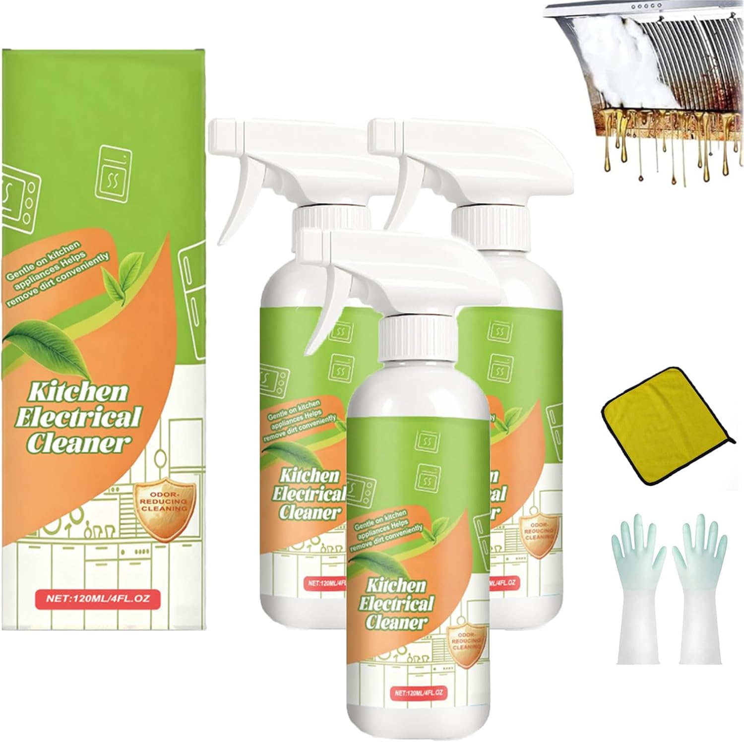 Electrolyzed Ion Kitchen Cleaner Spray, Kitchen Appliance Cleaner, Natural Enzyme Multi-purpose Degreaser for Appliances for Hold, Oven, Stove, Range Hood (3pcs, 1)