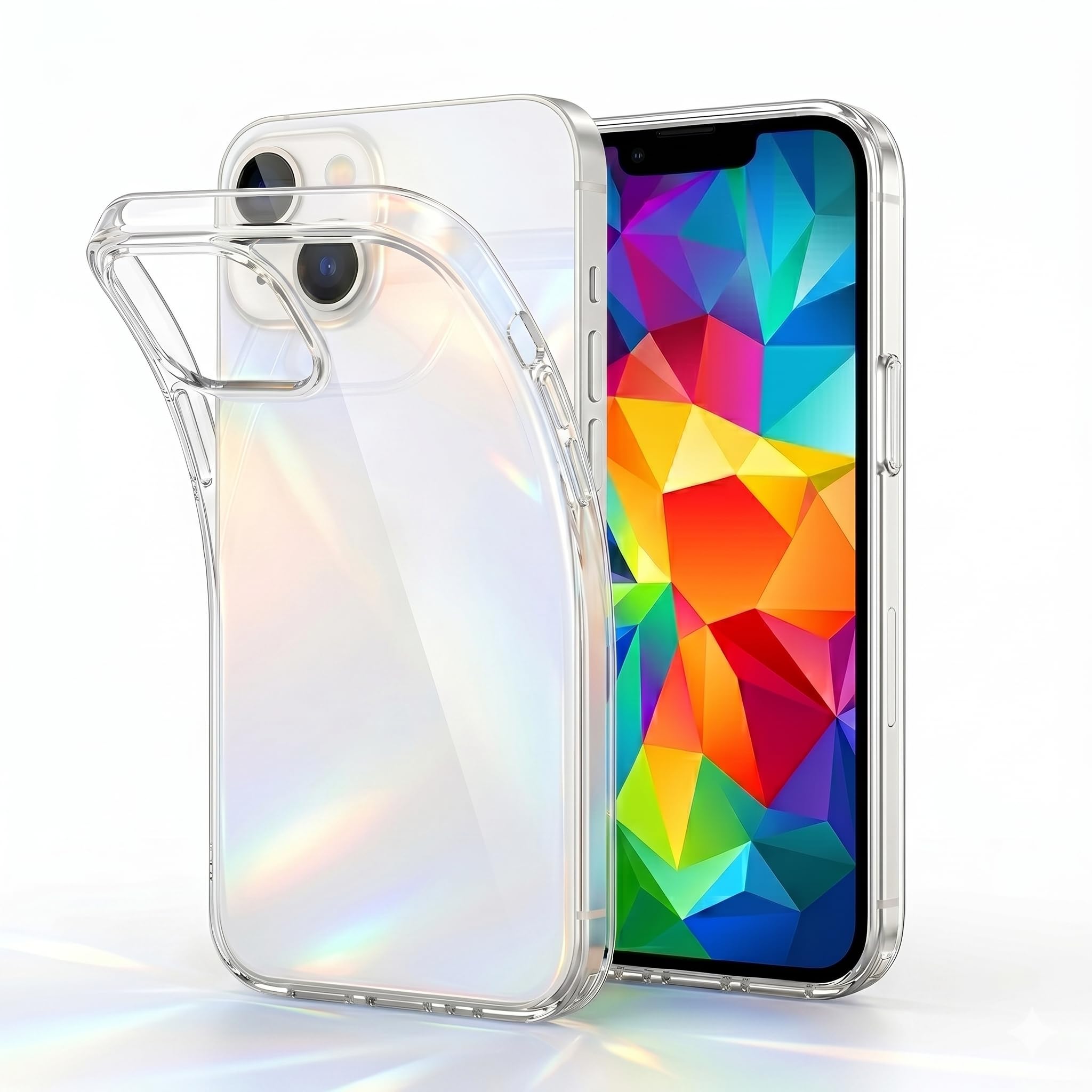 Custodie trasparenti sottili compatibili con iPhone 13, in silicone TPU trasparente, anti-ingiallimento, custodie per telefono ultra sottili trasparenti con protezione per fotocamera (100