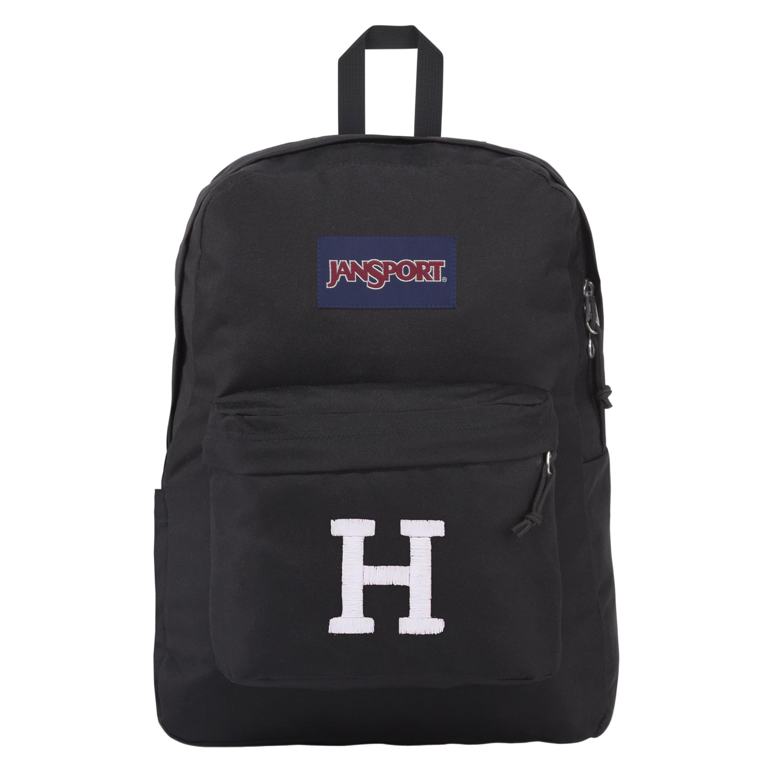 JanSport NCAA Officially Licensed Backpack, Harvard Crimson, Superbreak Plus with Padded 15'' Laptop Sleeve, Spacious Computer Bag for Men &amp; Women, Durable Daypack with Bottle Pocket, Black