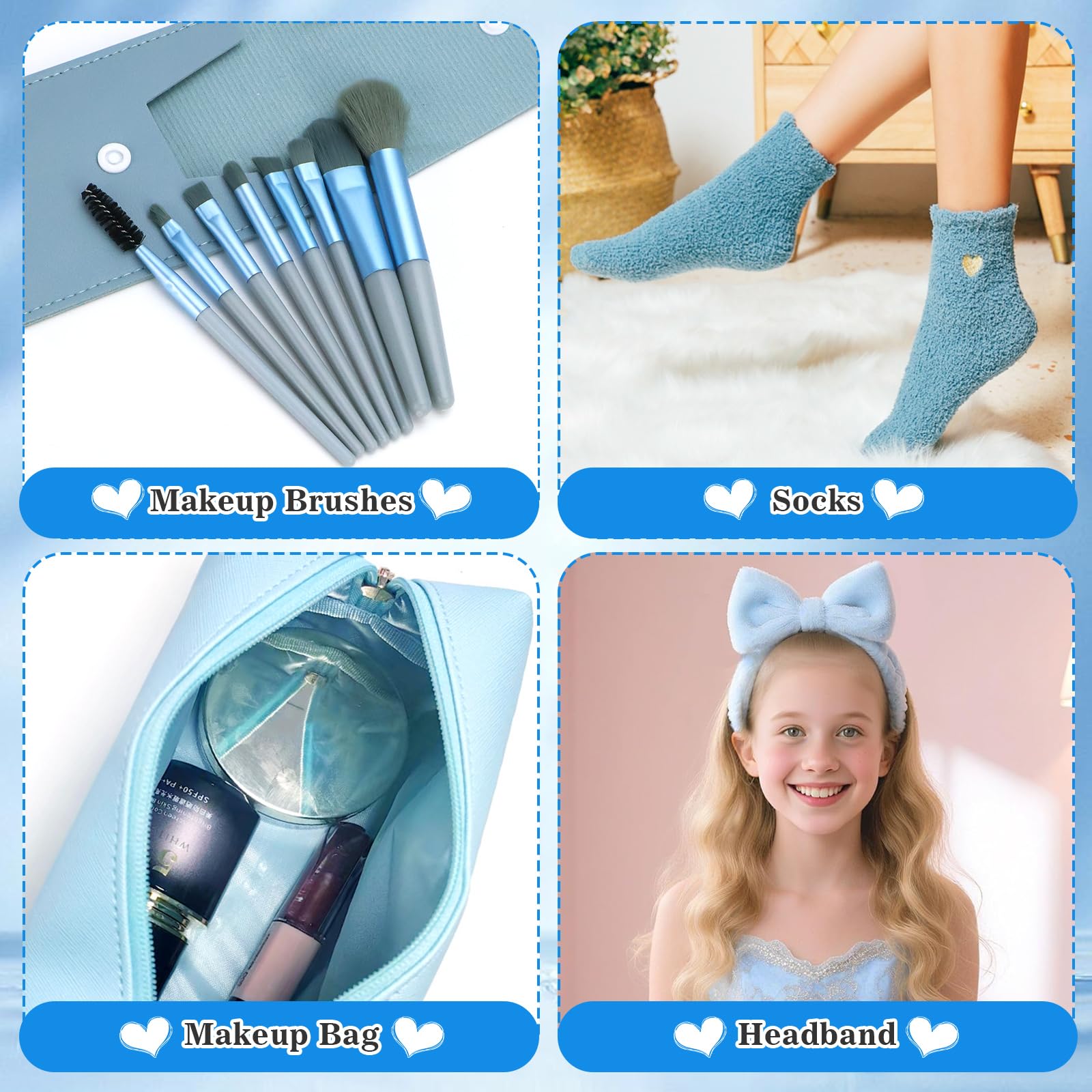 UGBO Regalo per Ragazza Adolescenti di 9 10 11 12 13 14 anni Idee Regalo Donna Regali di Compleanno Regali di Natale Blu Tazza di Vetro con Coperchio e Cannuccia Tazza da Caffè per Sorella