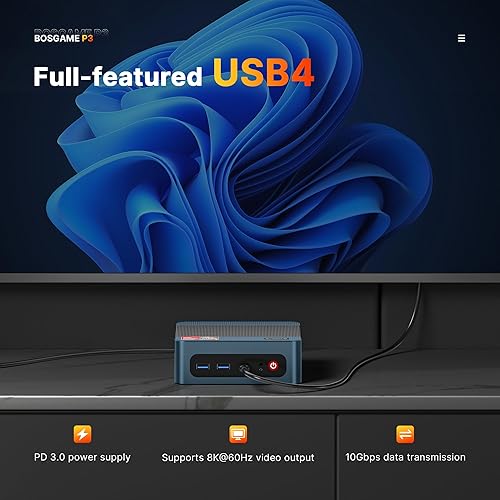 Miniatura 4 de BOSGAME P3 Lite PC de Juegos Mini con AMD Ryzen 7 6800H, 32GB DDR5 RAM 1TB PCIe 4.0 NVMe SSD, Radeon 680M iGPU, LAN Dual 2.5G Win 11 Pro Computadora