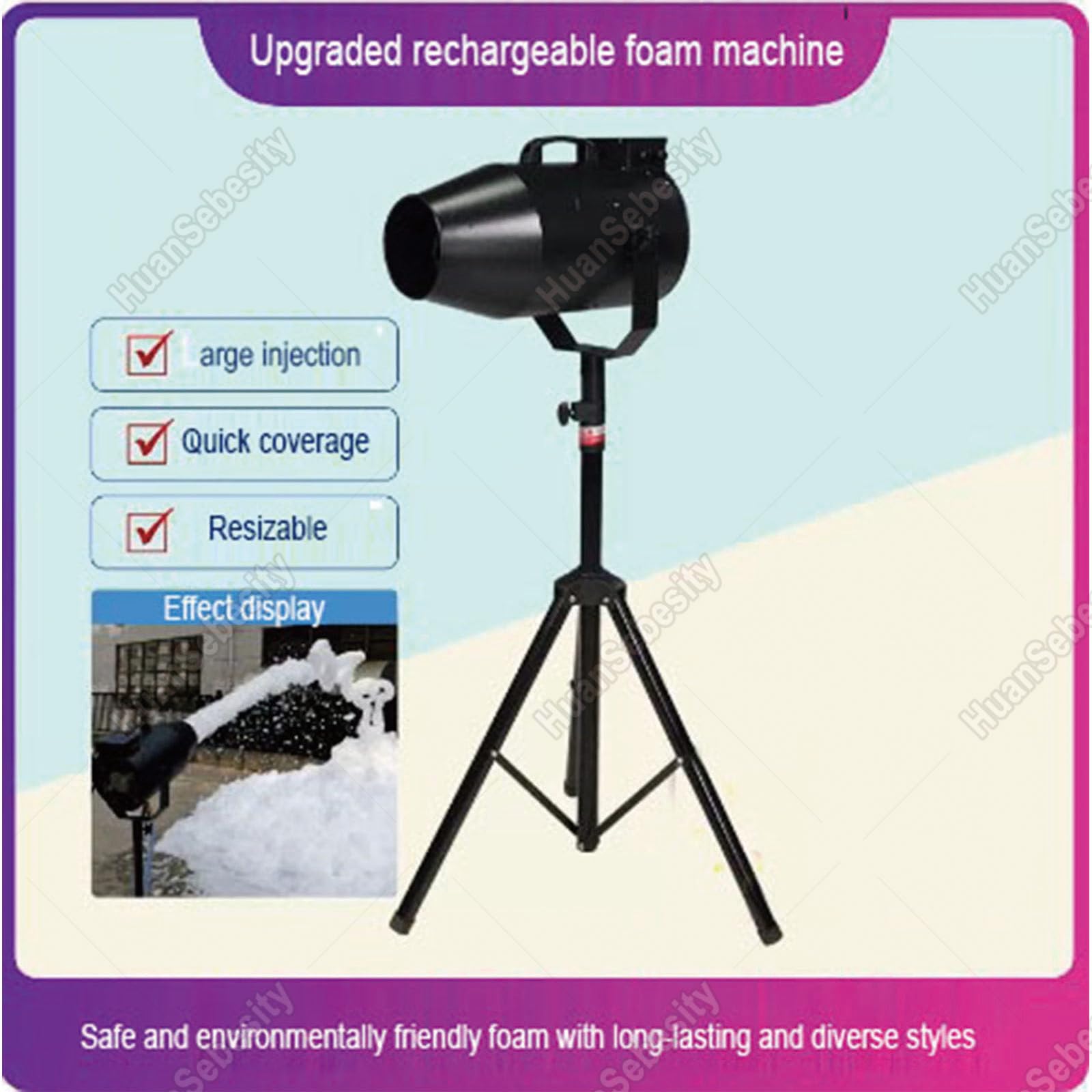 Macchina per Schiuma 1000W per Feste All'aperto,Cannone a Schiuma | Angolo Regolabile,Distanza 6-10 M/Area 80 M,Angolo Regolabile,Effetto Scenico,Per Feste E Compleanni Bambini,Plug-Intype