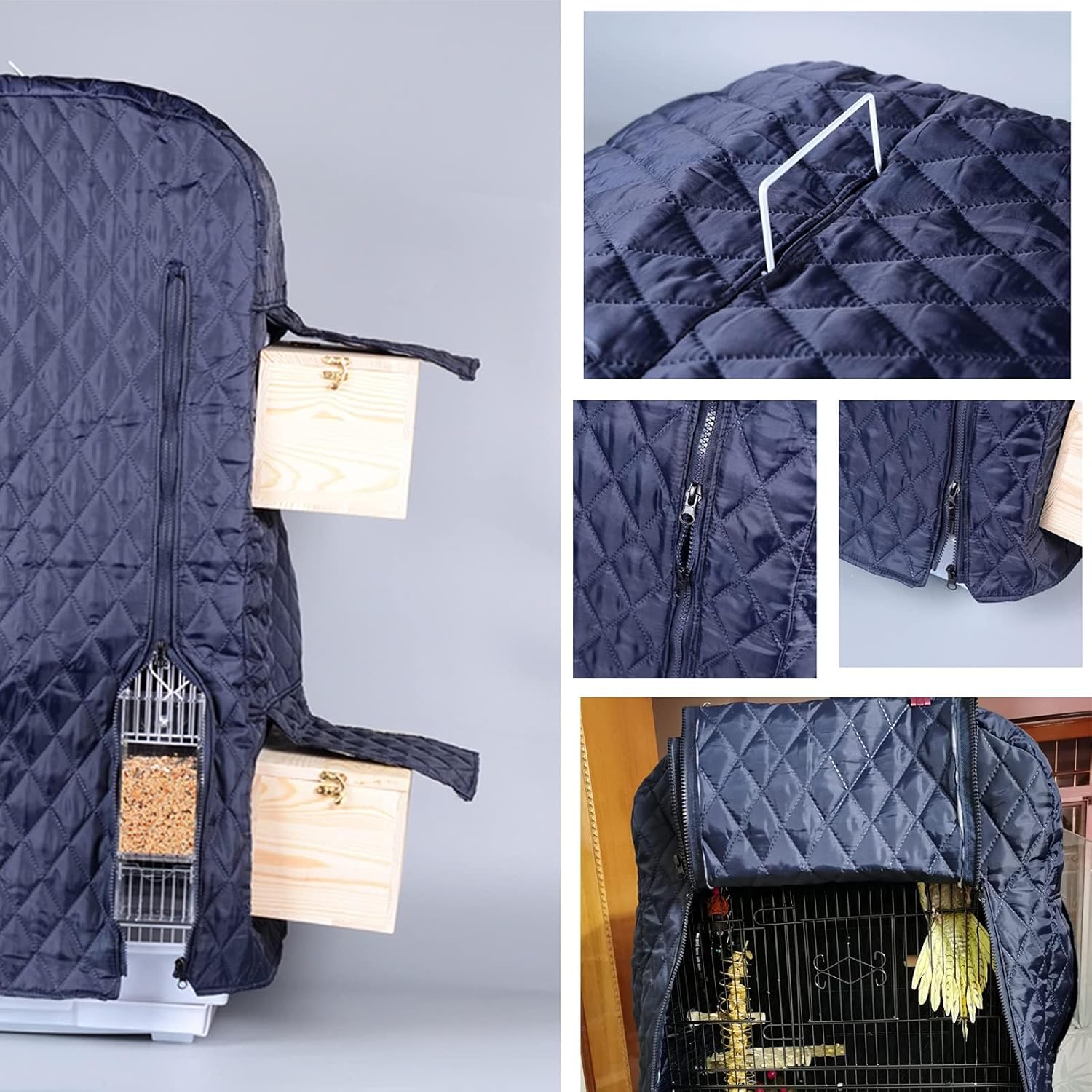 Universal Bird Cage Cover Good Night Cocktail Cage Cover Black-Out Pets Birds Parrot Cage Cover Shade Windproof Light-Proof Sleep Reduces Distractions Double Zipper Breathable Cloth Without Cage