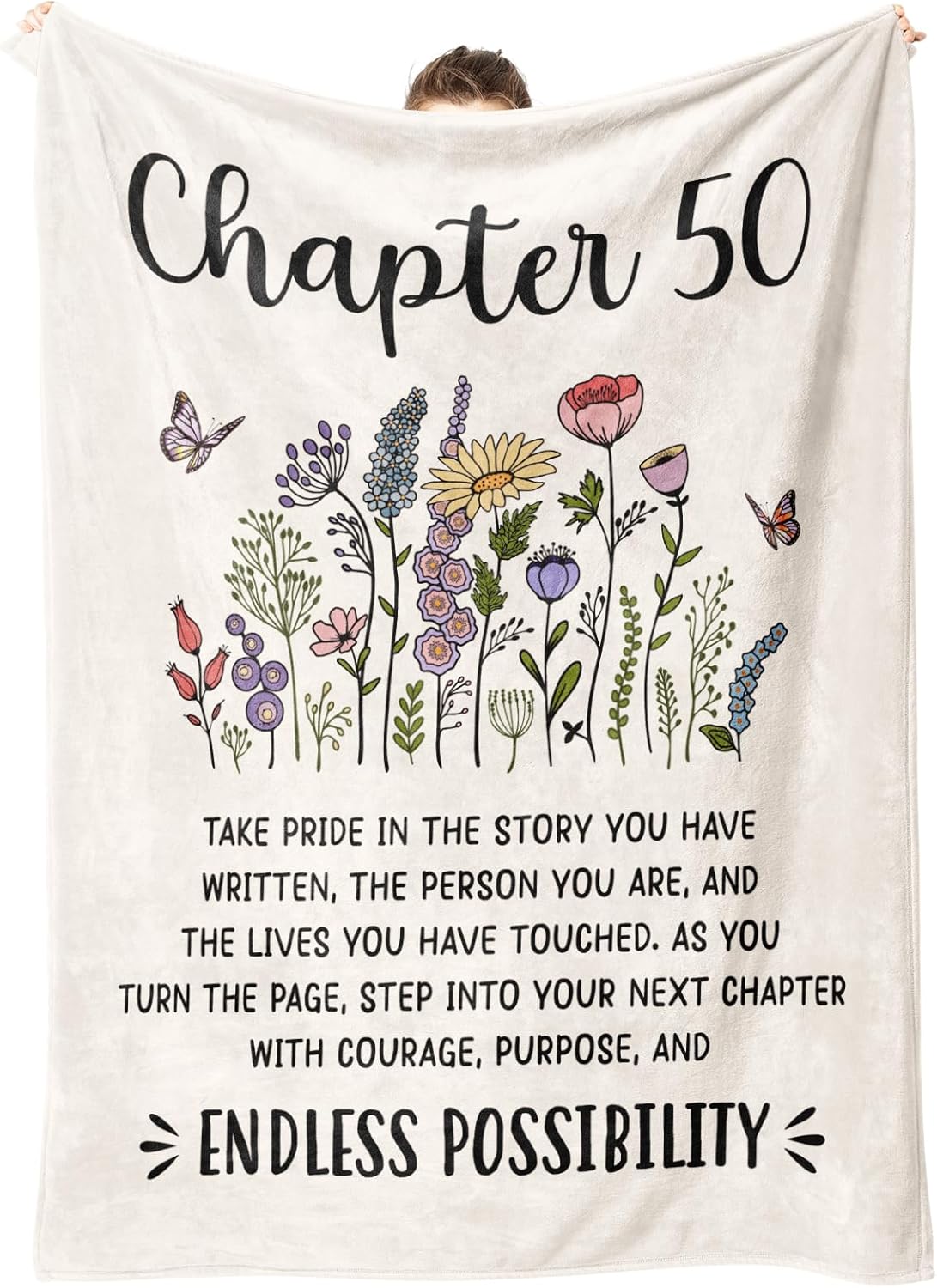 Afterprints 50th Birthday Gifts for Her, Him, Chapter 50 Birthday Blanket, 50 Year Old Bday Gifts for Women Friend, Sister, Mom, 1976, 50th Birthday Decorations, Turning 50 Throw Blankets 50'' x 60''
