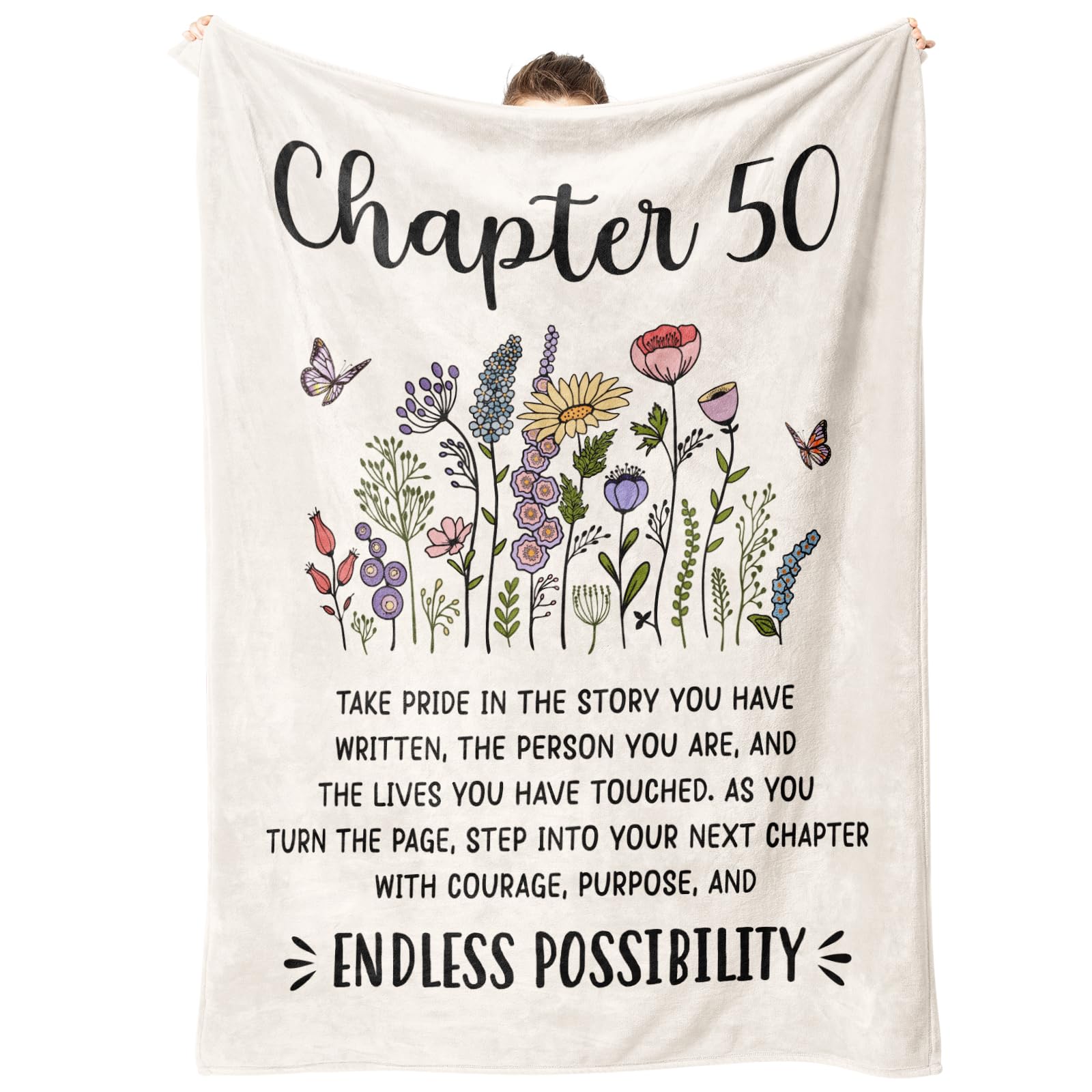 Craftique 50th Birthday Gifts for Women, Chapter 50 Birthday Blanket, 50 Year Old Gifts for Her, Mum, Daughter, Friends, Sister, 1976 Birthday Gift Ideas, Turning 50 Throw Blankets 50'' x 60''