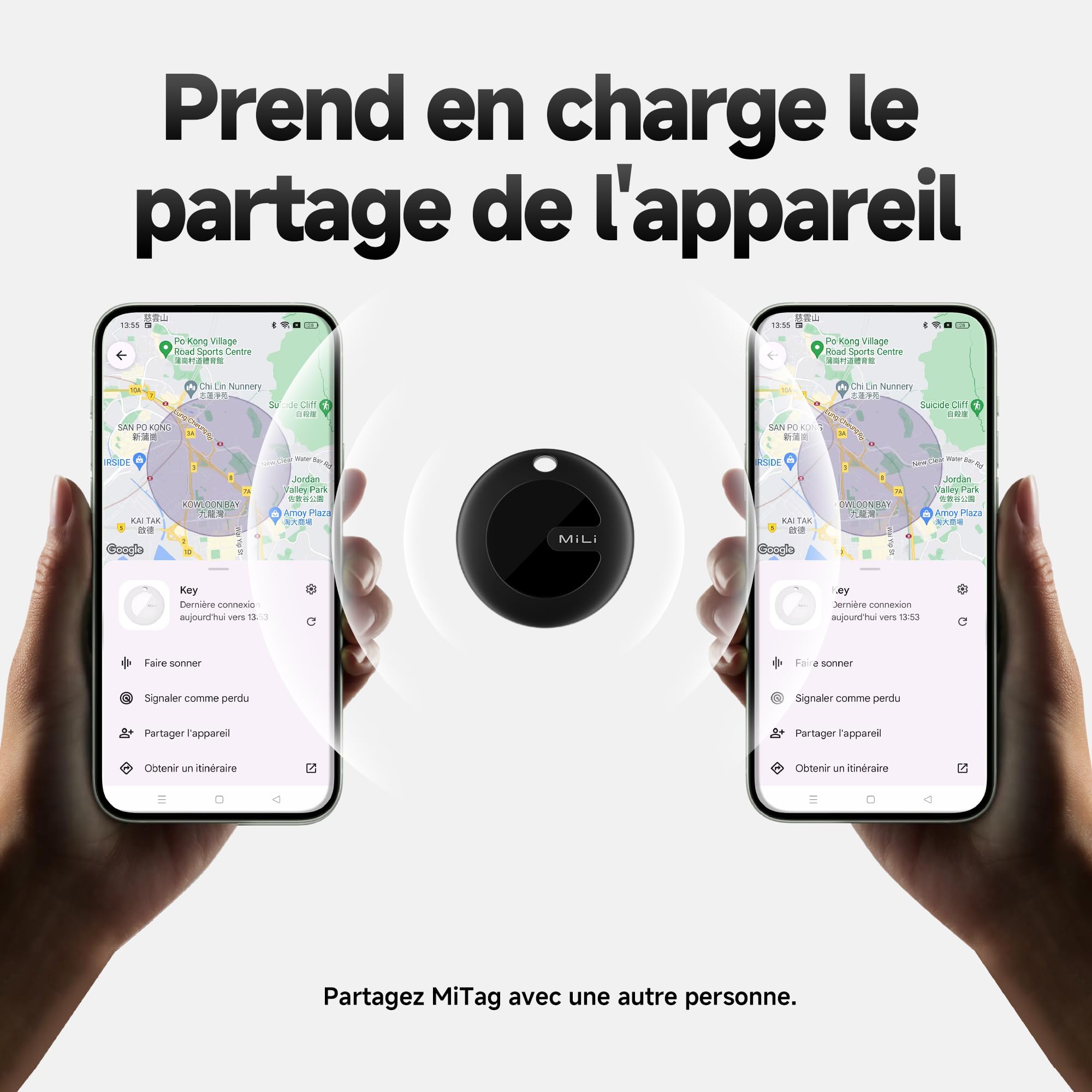 MiLi MiTag Traceur Localisateur D’Objets Bluetooth, Fonctionne avec l’app Google Localiser (Uniquement Android), Batterie Remplaçable, IP67 Imperméable, pour Les clés/Portefeuilles/valises, 4-Pack