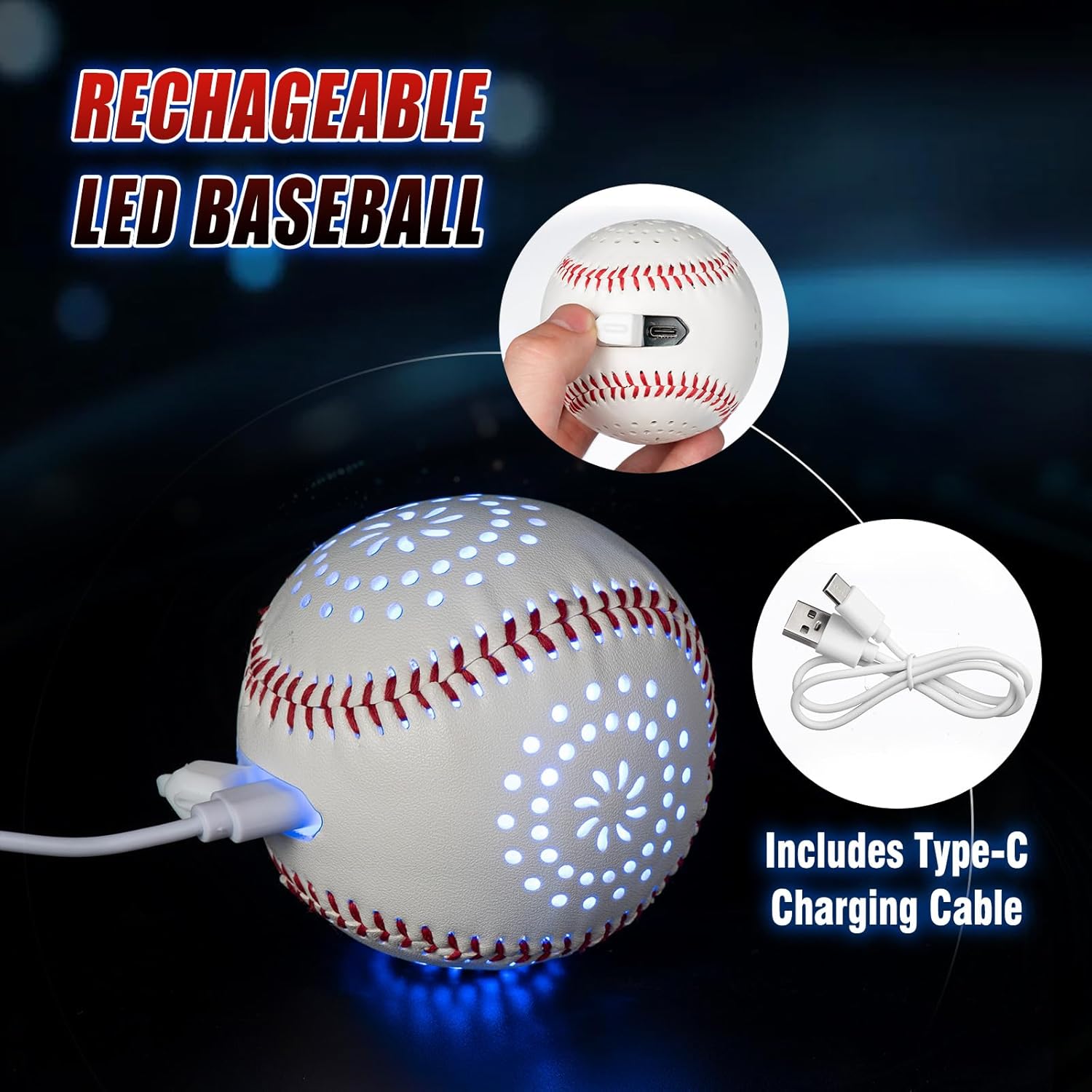 LED Rechargeable Baseball with 9 Lighting Modes Glow in The Dark Baseballs, Baseball Gifts for Boys 6 7 8 9 10 11 12 Years Old Sport Games for Kids Indoor Outdoor Toys for Kids