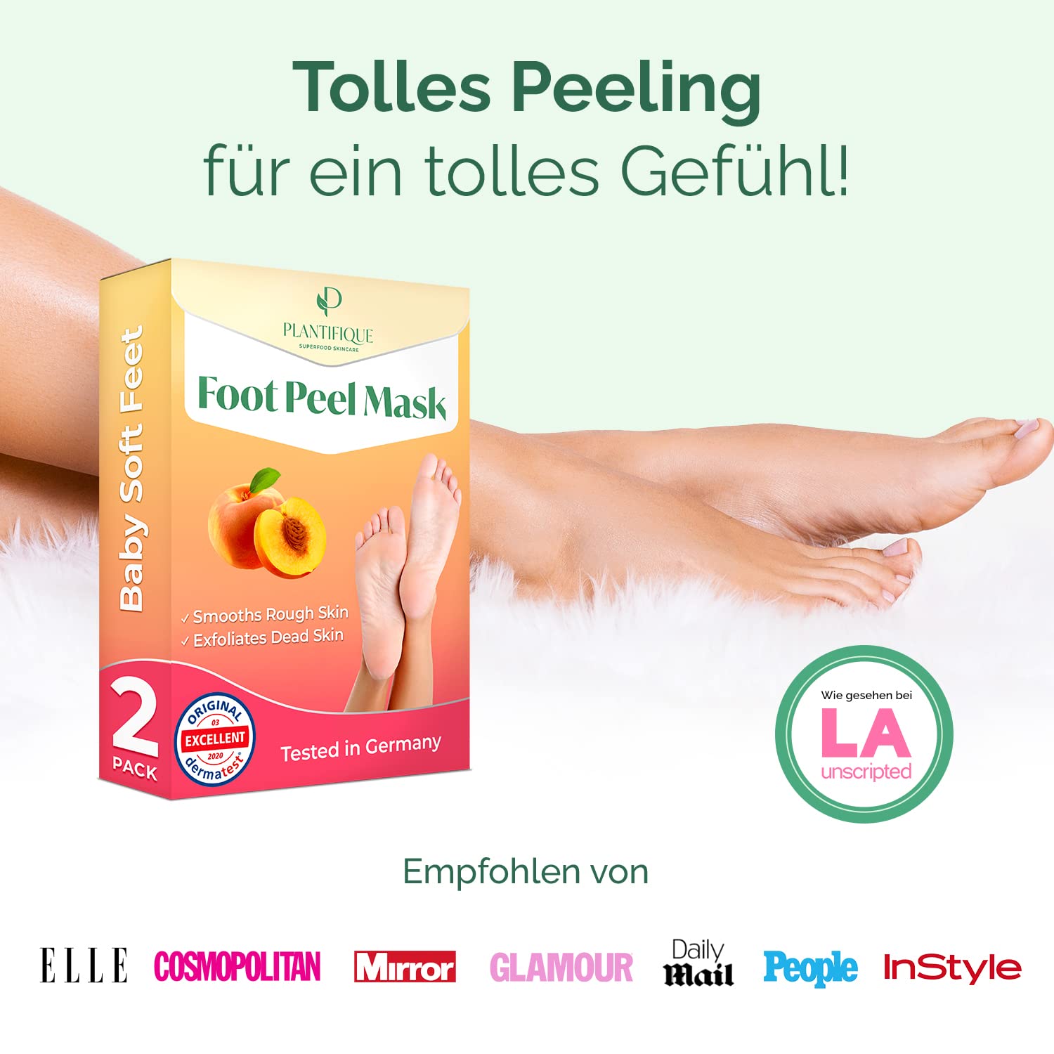 PLANTIFIQUE Maschera Piedi Esfoliante - Trattamento Calli e Duroni, Peeling Piedi Forte - Fragola 2 Paia & Maschera Piedi Esfoliante - Trattamento Calli e Duroni - Uomini 2 Paia