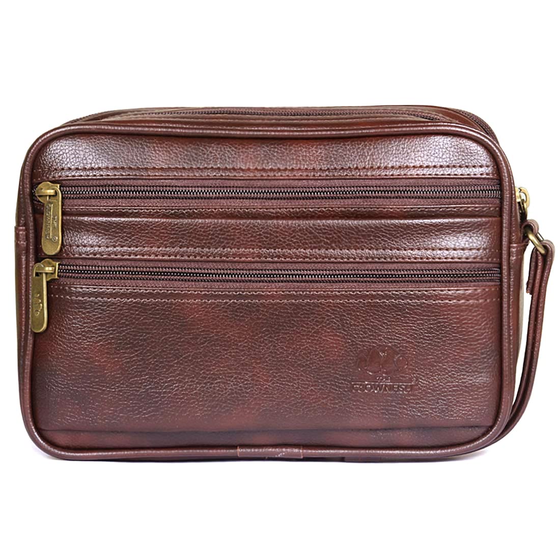 THE CLOWNFISH Men Multipurpose Travel Pouch Cash Money Pouch Wrist Handbag Coin Purse (Tan) THE CLOWNFISH Men Multipurpose Travel Pouch Cash Money Pouch Wrist Handbag Coin Purse (Tan)