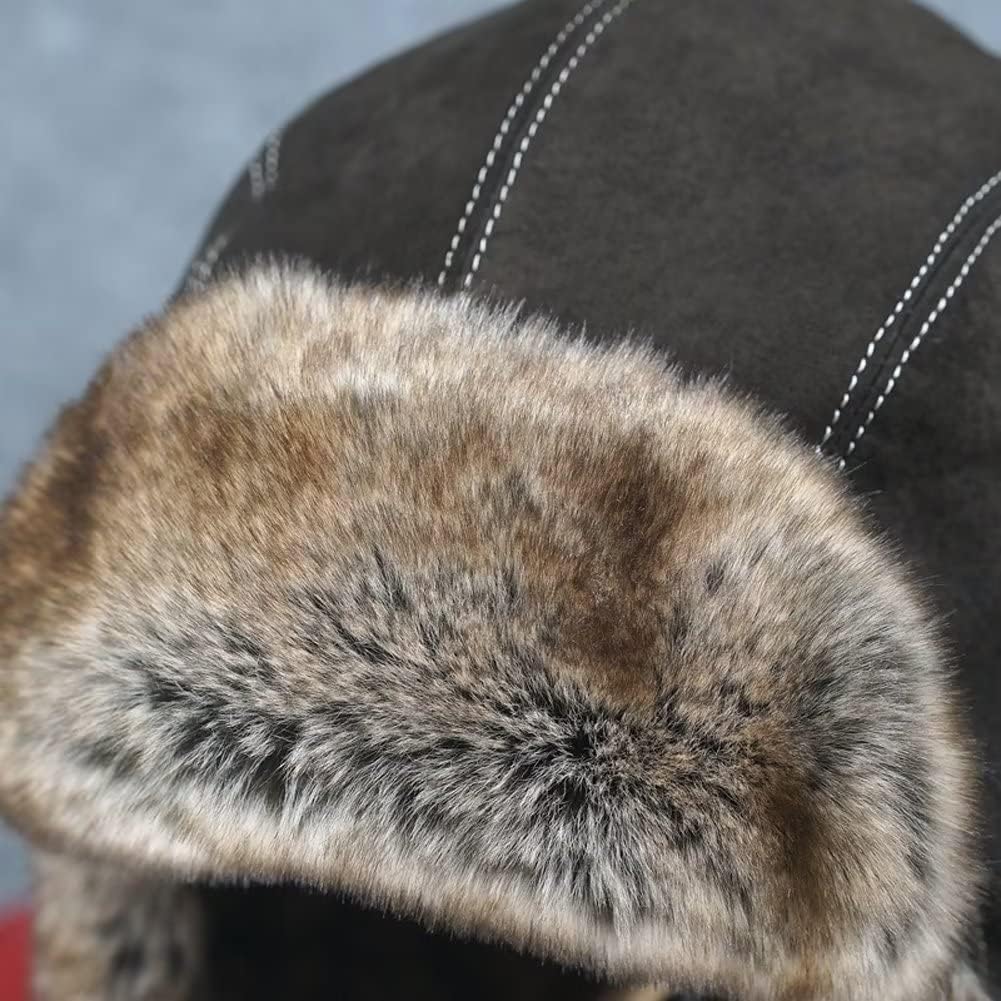 Women Men Winter Bomber Hat Warm Faux Fur Trapper Hat Windproof Ski Hats with Ear Flap Russian Hat for Outdoor Skiing Snowboarding Hunting,A-M