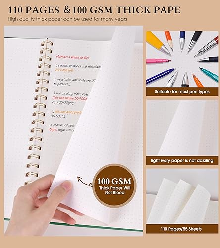 Vista 102 de Cuaderno de papel cuadriculado, cuaderno en espiral de 8.5 x 11 pulgadas, cuadernos de cuadrícula grande A4 para mujeres y hombres, papel gráfico