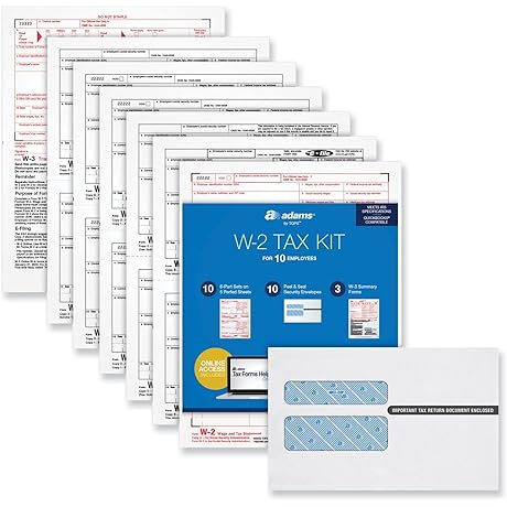 Adams 2022 Payroll Tax Forms, W-2Online & W-3 Online 6-Part Carbonless Kit,...