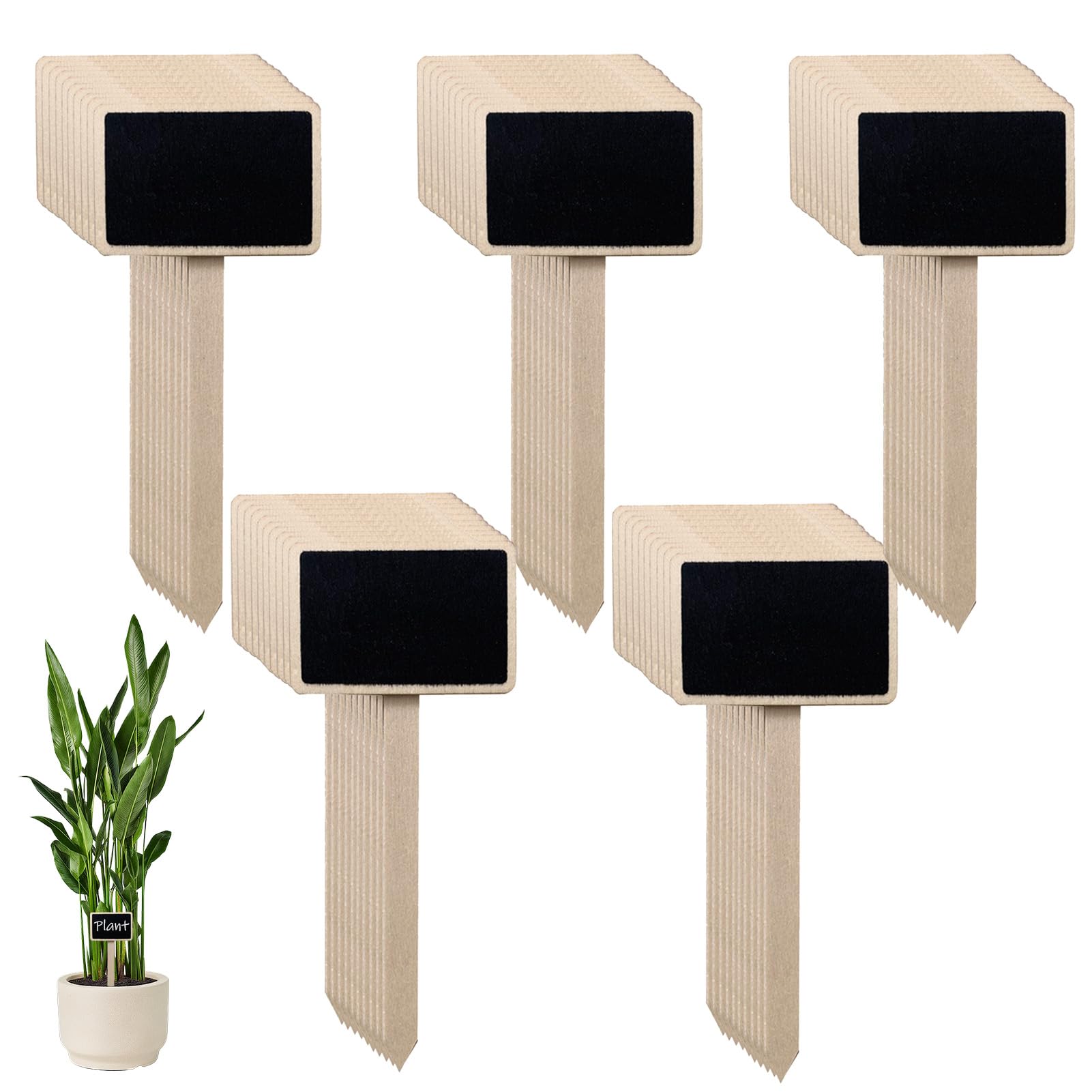 50PCS Wooden Vegetable Plant Label Small Blackboard Plant Labels for Outdoor Plants T-Type Slate Plant Labels Markers Garden Wooden Flower Tags DIY Plant Name Sticks