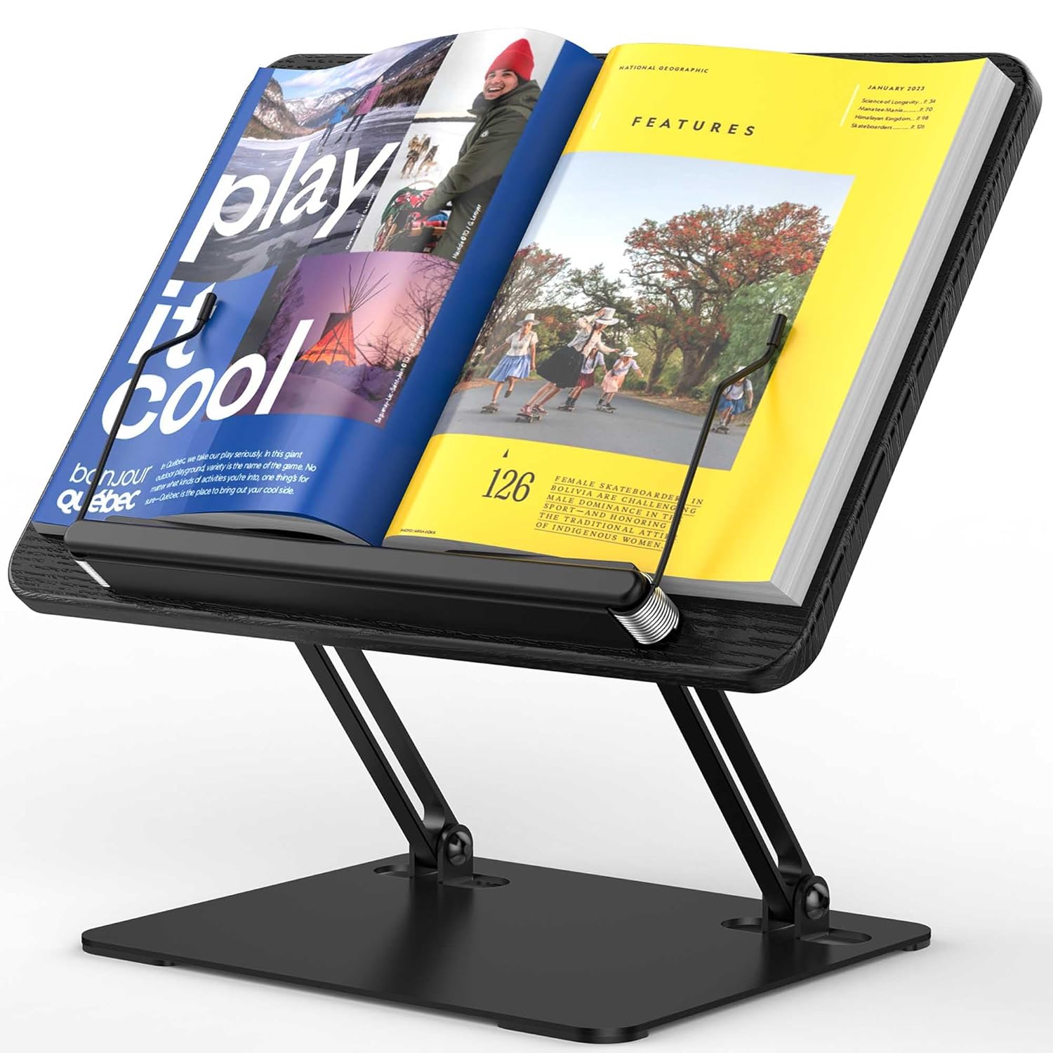 BESIGN BS01 Book Stand for Reading Adjustable Book Holder Ergonomic Laptop Stand with Elastic Page Clips for Music