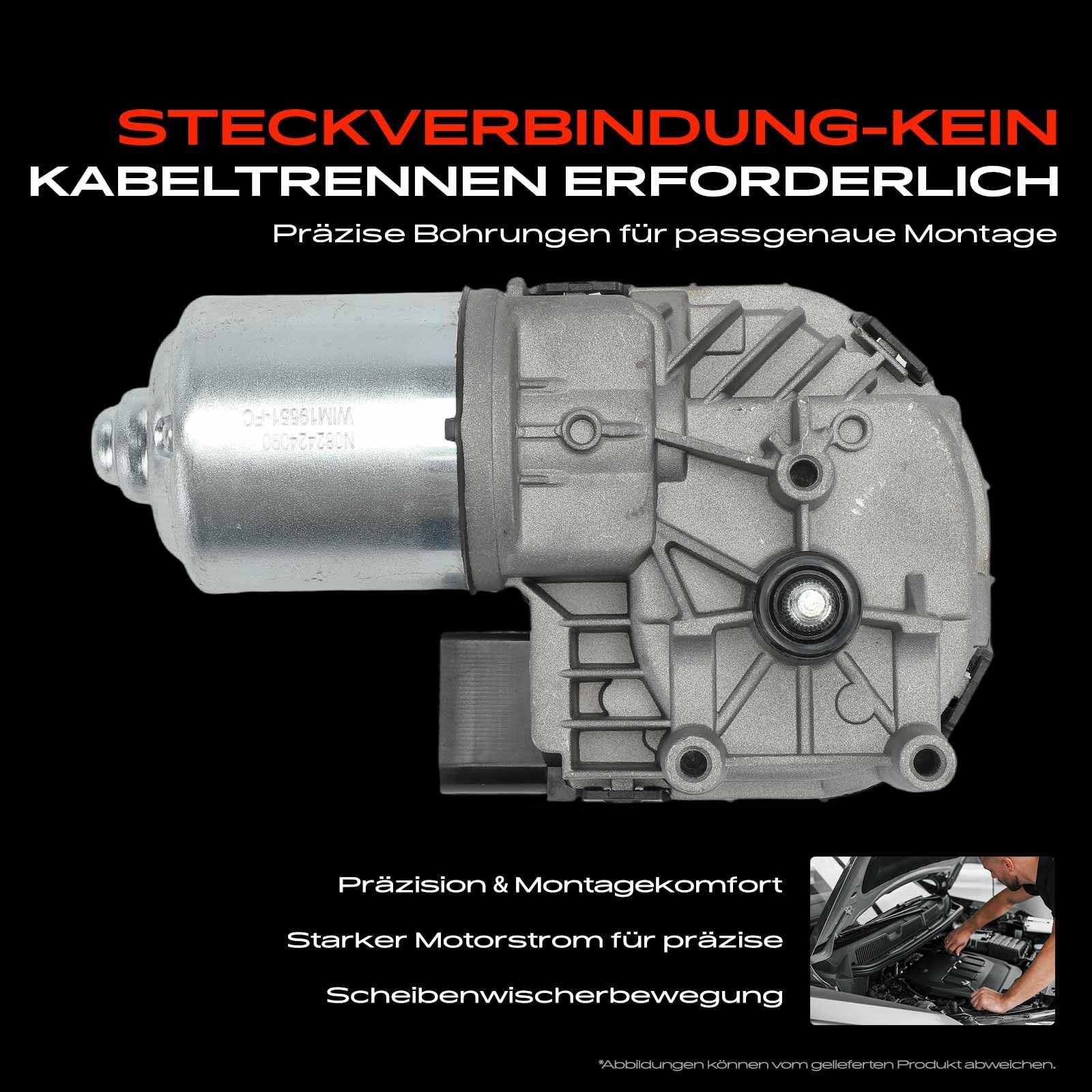Frankberg Wischermotor für gleichlaufende Wischerarme Vorne Kompatibel mit C.a.d.d.y III MPV 2CB 2CJ 2KB 2KJ T.o.u.r.a.n 1T1 1T2 Replace# 2K1955119B