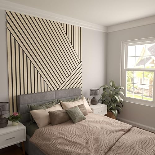 Miniatura 6 de Ekena Millwork Kit de panel de pared de listones de madera ajustables de 47 pulgadas de alto x 38 pulgadas de alto, con listones de 2 pulgadas de