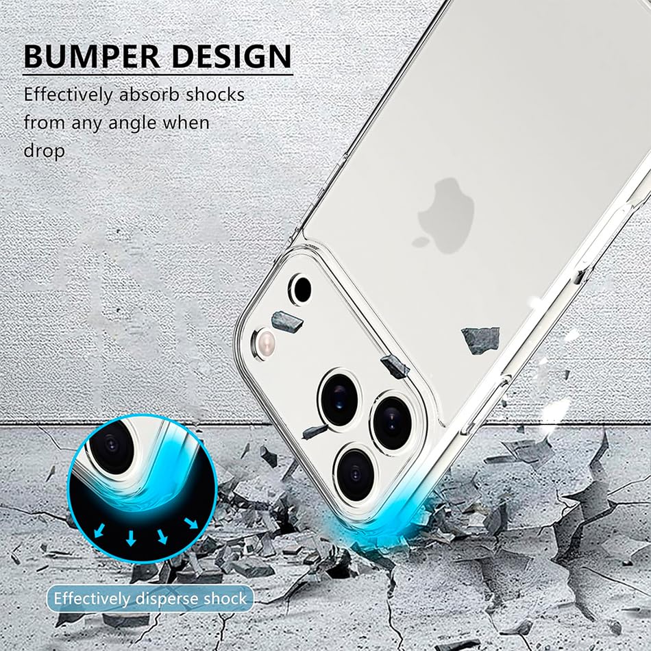 Image of Fashionury Crystal Clear Case for iPhone 17 Pro Max | Yellowing Resistance | Transparent TPU Silicone | Raised Camera Lips | Slim Transparent Cover