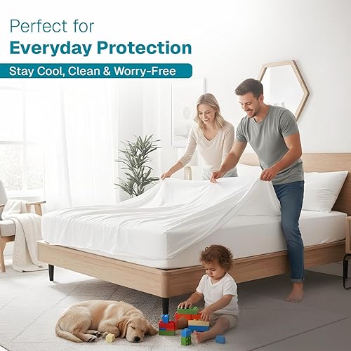 Miniatura 8 de Fabdreams Protector de colchón impermeable de tamaño individual orgánico, 39 x 77 pulgadas, blanco, regulador de temperatura, transpirable, 100%