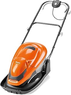 Flymo EasiGlide 330 V Hover Collect Lawn Mower - 1700 W Motor, 33 cm Cutting Width, 20 Litre Grass Box, Folds Flat, 10 m Cable Length, Orange and Grey