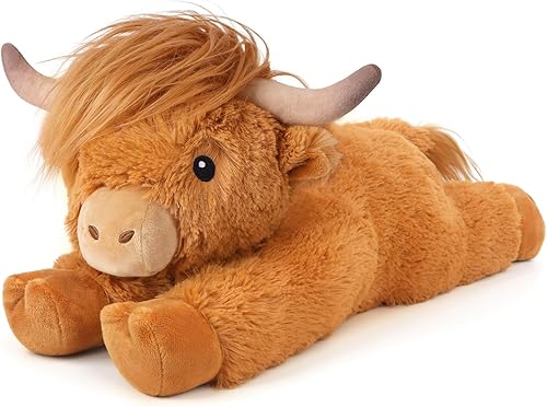 Miniatura 17 de Highland Cow - Animales de peluche para microondas, almohadilla térmica para calambres, alivio del dolor y estrés, calentable y refrigerable