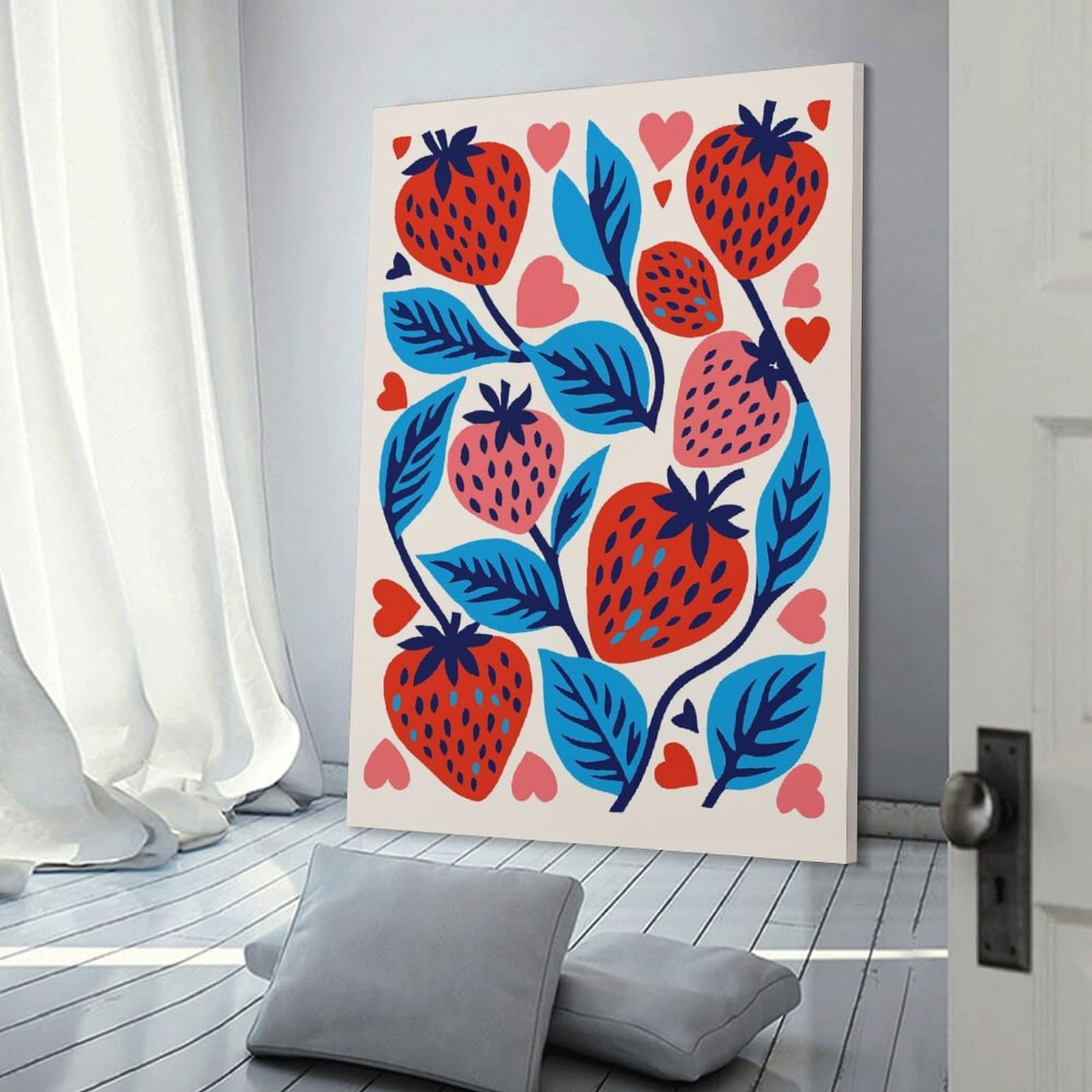 Junmoney Decorative Wall Artwork Red Strawberries, 12x18inch(30x45cm), for Living Room, Lounge Or Sitting Room, Modern Wall Decor for Cosy Interiors