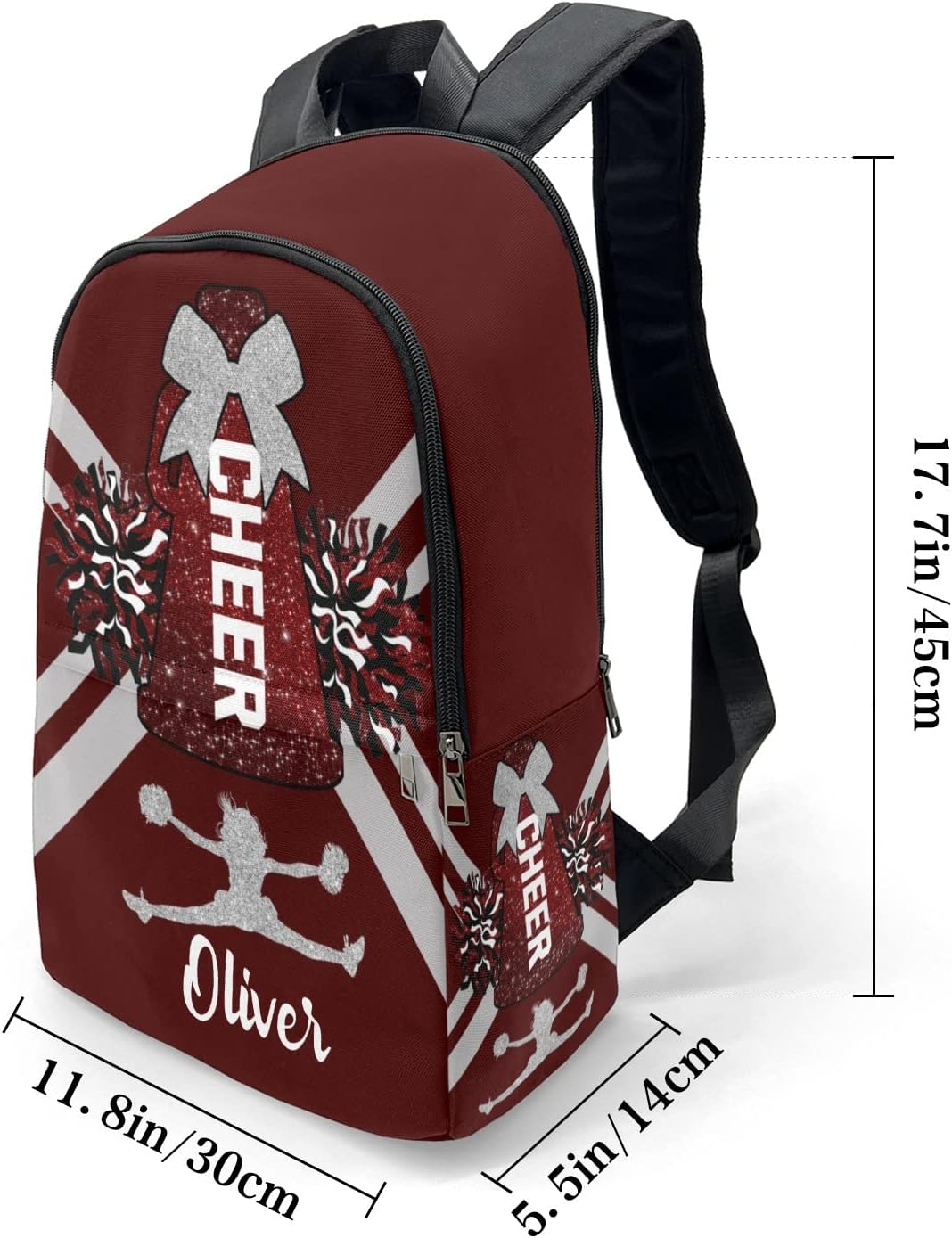 Red Gray Print Cheer Cheerleaders Backpack Shoulder Casual Travel Daypack Computer Laptop Bag for Women Men Gift