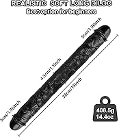 Vista 4 de Consoladro doble de 15 * 1.7 pulgadas de Seiecft, consolador anal realista de gel de cristal, pene largo y suave con venas y glande, juguetes