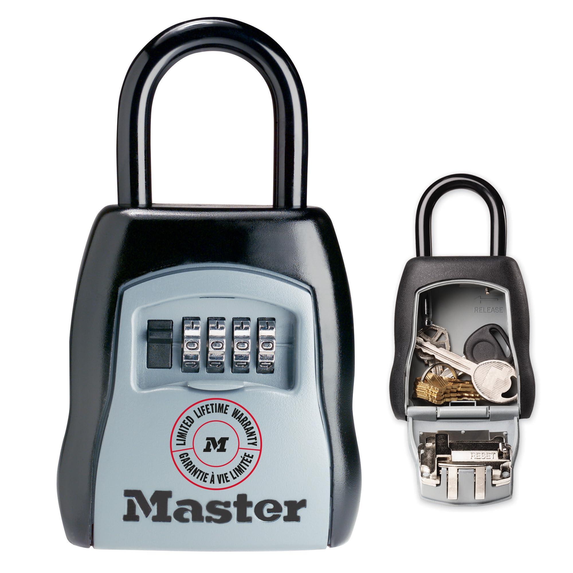 MASTER LOCK Portable Key Safe with Shackle, Medium 90 x 157 x 40 mm, Outdoor, for Home Office Industries Vehicles