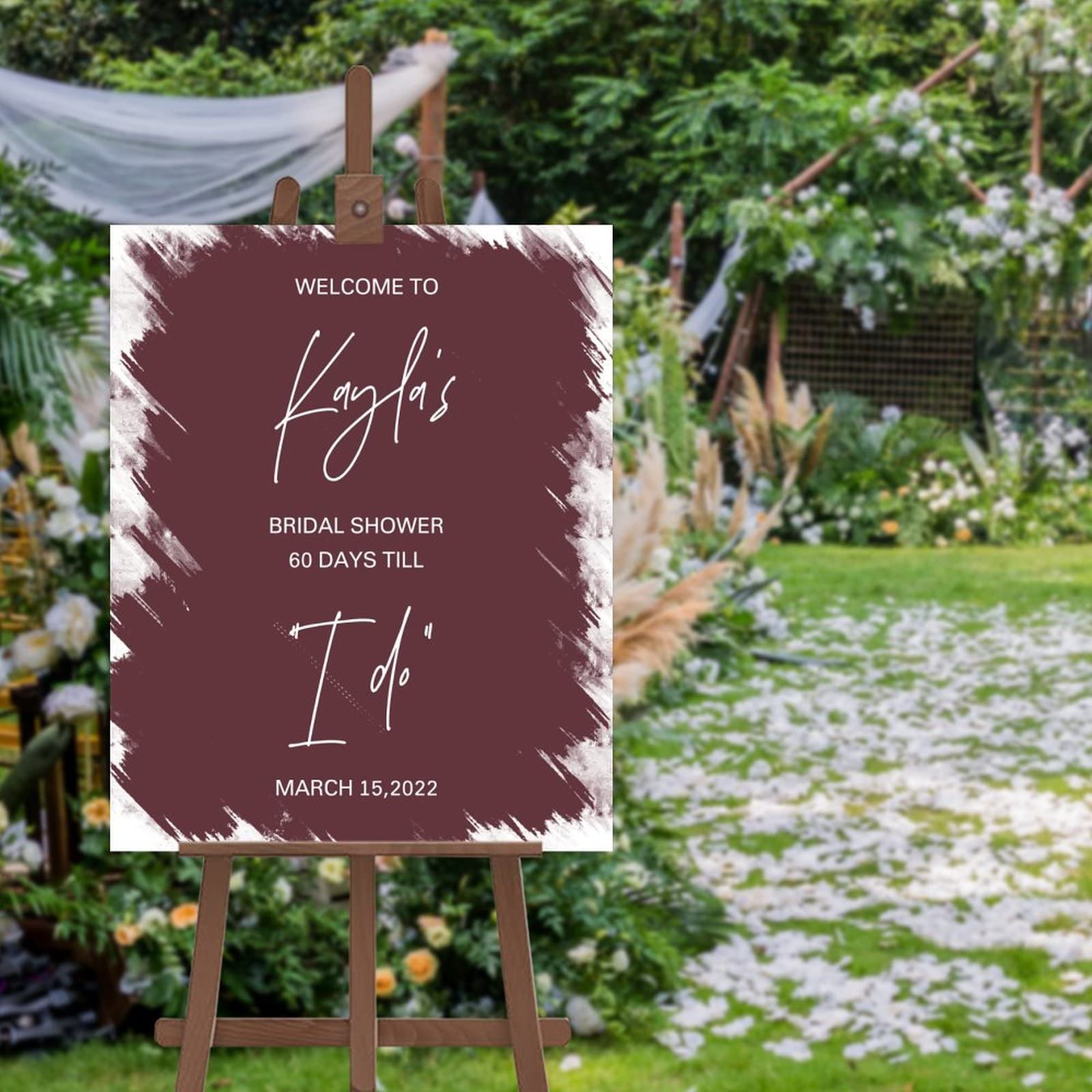 Panneau Bridal Shower personnalisé - Décoration de mariage moderne en bois 45x61 cm
