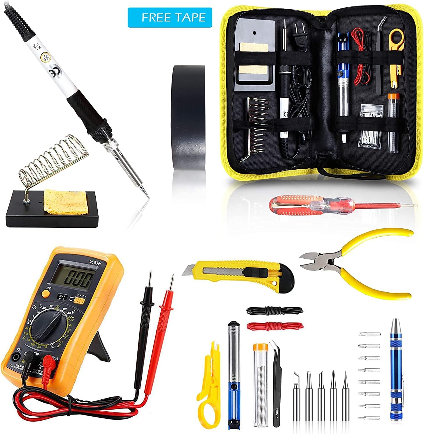 Magneto’s Soldering Iron Kit, Updated Soldering Gun Kit Best for Electric, Jewellery & Welding Work – Digital Multimeter, Screwdiver, Soldering Iron Holder (28pcs Set) Best Gift