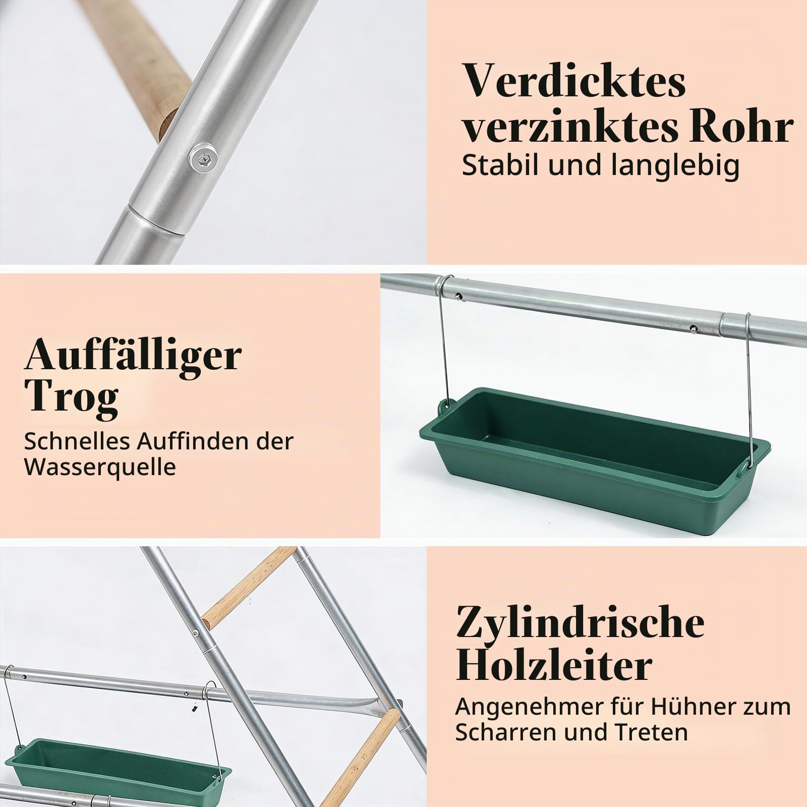 Hühnerstall Spielset, Sitzstangen für Hühner, Kombiniertes Hühnerspielzeug | Für Artgerechte Beschäftigung, Sitzstange aus Holz, Doppelleiterklettern und Füttern, für Hühnerstall und Hinterhofgeflügel