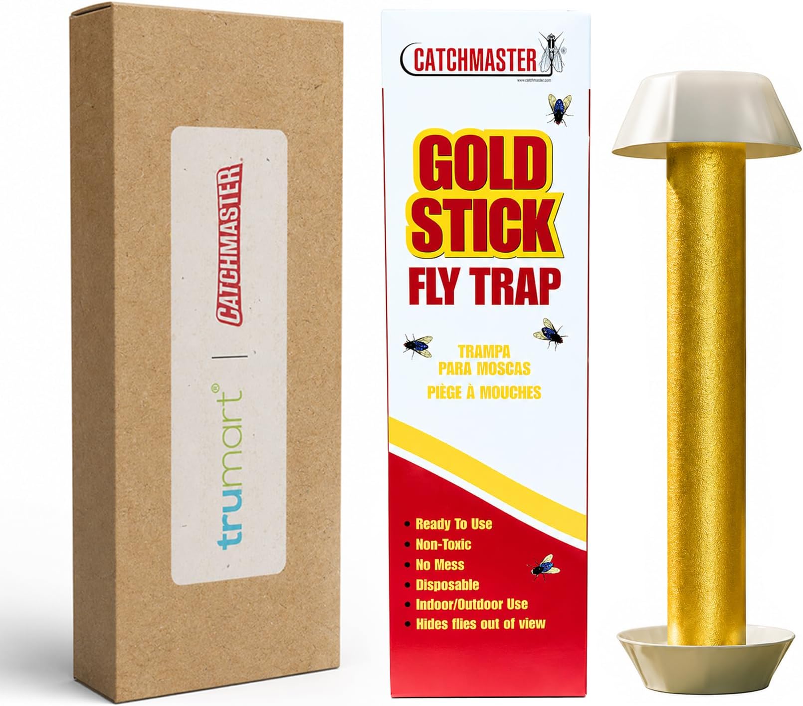 Gold Stick 4-Pack, Sticky Hanging Fly Traps Indoor & Outdoor