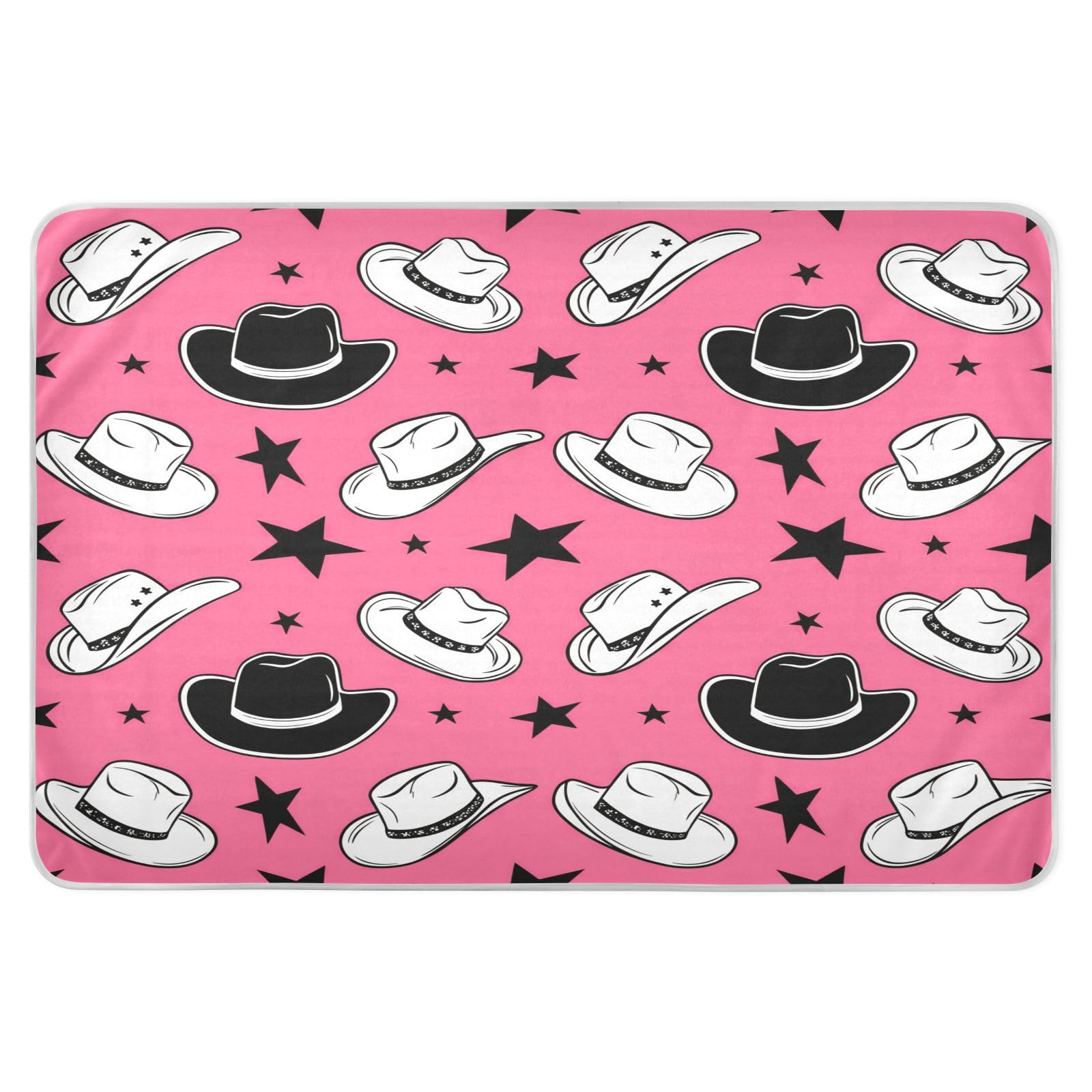 BOESI Graffiti Cowboy Hat and Star Waterproof Pads for Bedwetting and Incontinence, Reusable Pads, Reusable Diaper Pads for Bed, Sofa, Travel