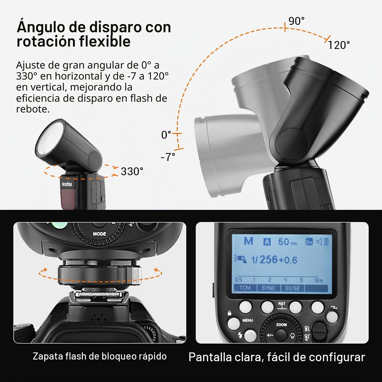 Godox V1-C Redonda Cabeza Cámara Flash para Canon, 7.2V 2600mAh Lithimu Batería 2.4G X Inalámbrica HSS 76Ws para Canon 6D 7D 50D 60D 1DX 580EX II 5D Mark Cámara