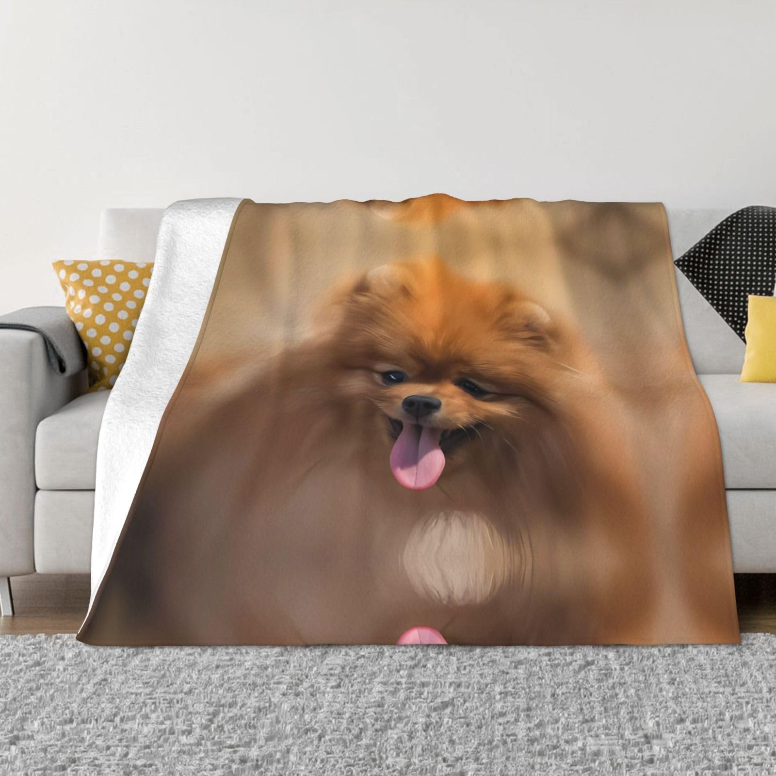 Couverture de lit en flanelle Poméranie jaune 203x152 cm pour canapé