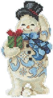 Gift Giving Snowman Counted Cross Stitch Ornament Kit Mill Hill 2020 Jim Shore JS202011