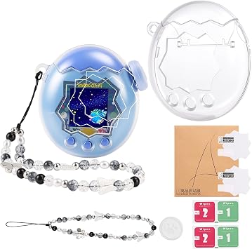 for Tamagotchi Paradise Clear Case,Transparent PC Hard Cover,with Bow Lanyard,Button Cap,TPU Screen Guard for Tamagotchi Paradise Accessories for DIY Fans and Collectors Clear