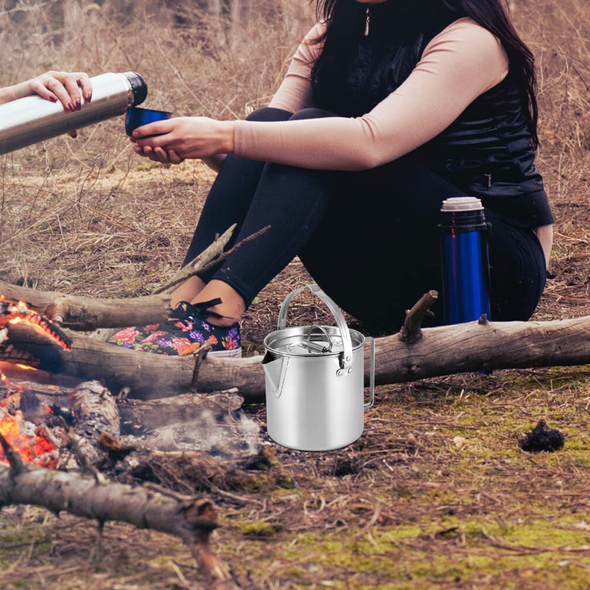 Camping Silber Teekessel 1,2 L aus Edelstahl Leicht und Tragbar Praktisch und Robust für Outdoor und Zuhause