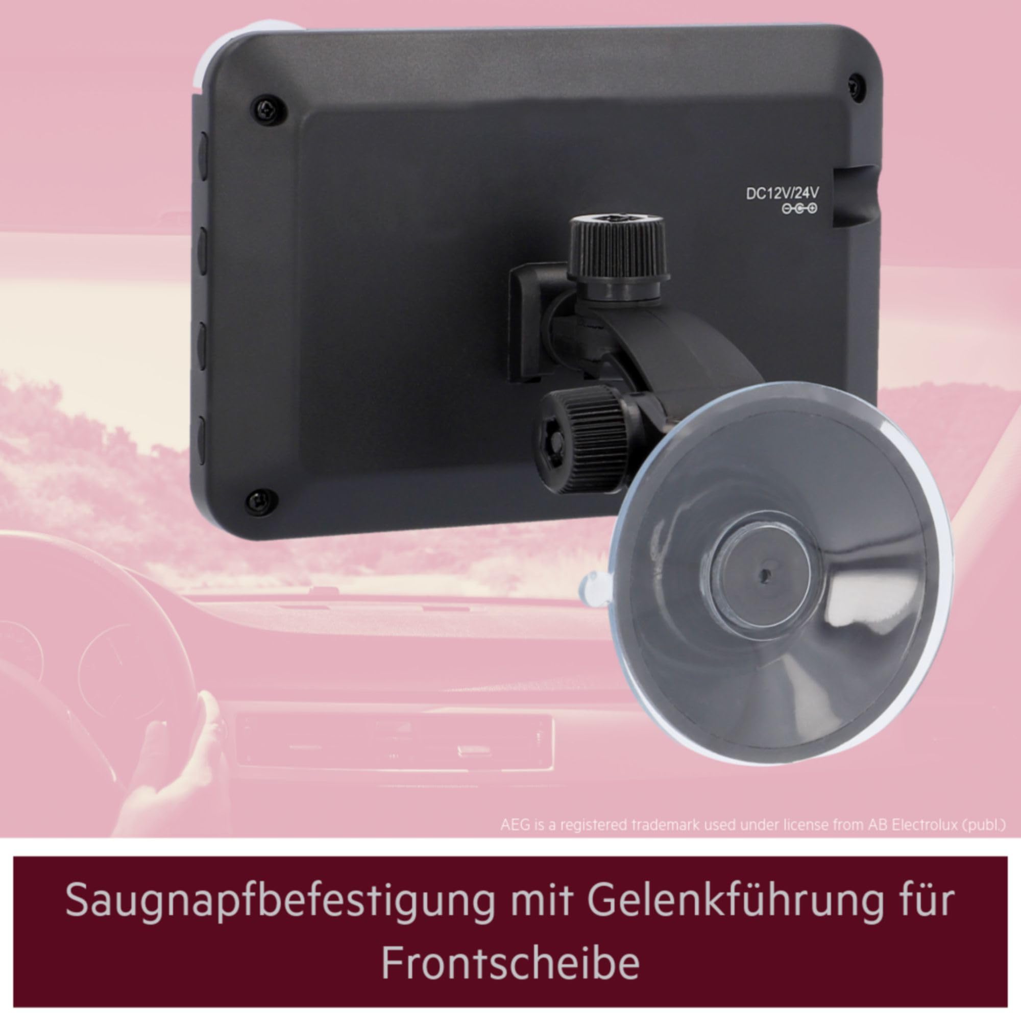 AEG Automotive - Telecamera di retromarcia a energia solare per camper 4.3 wireless digitale con trasmettitore radio LCD doppio schermo LCD impermeabile visione notturna