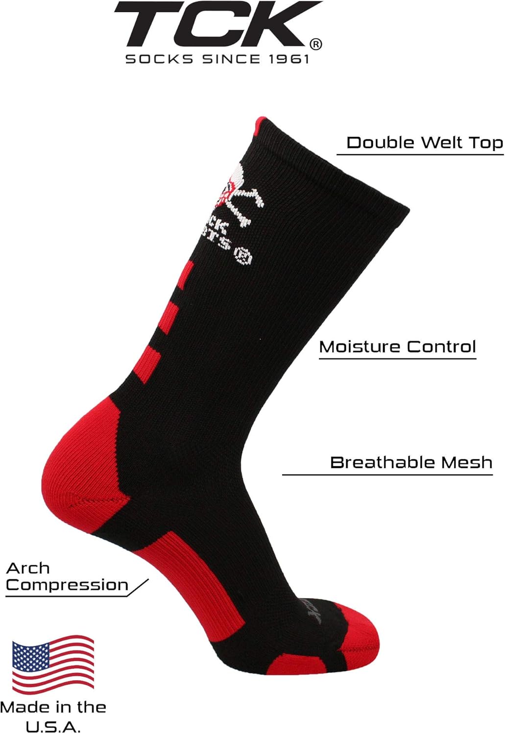 TCK Nebraska Cornhuskers Socks Blackshirts Crew - Image 4