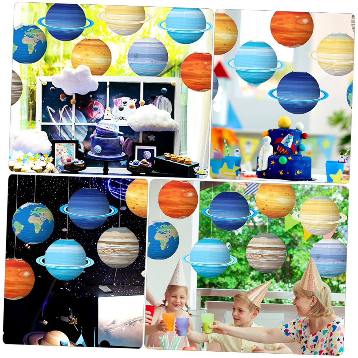 8 Stück Papierlaternen Planetenform Weltraum Deko für Kinderzimmer Party Reißfest Farbenfroh Hängend Sonnensystem Design