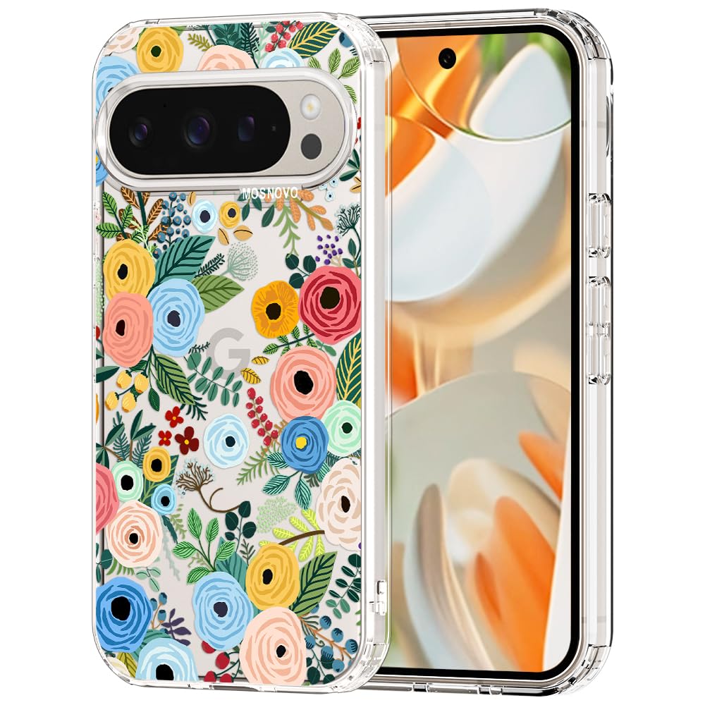 MOSNOVO Case for Google Pixel 9 & Pixel 9 Pro, [Buffertech 6.6ft Military-Grade Drop Protection] [Anti Peel Off Tech] Clear TPU Bumper Phone Case Cover Design - Great Wave — view 50