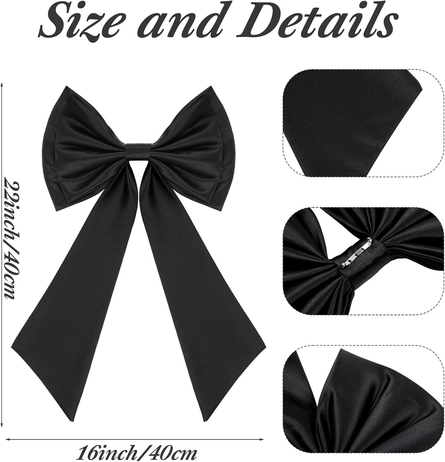 Big Pink Satin Bow for Dresses Women 22'' Large Detachable Dress Bow with Tails Huge Wide Bowknot for Bride Wedding - Image 4