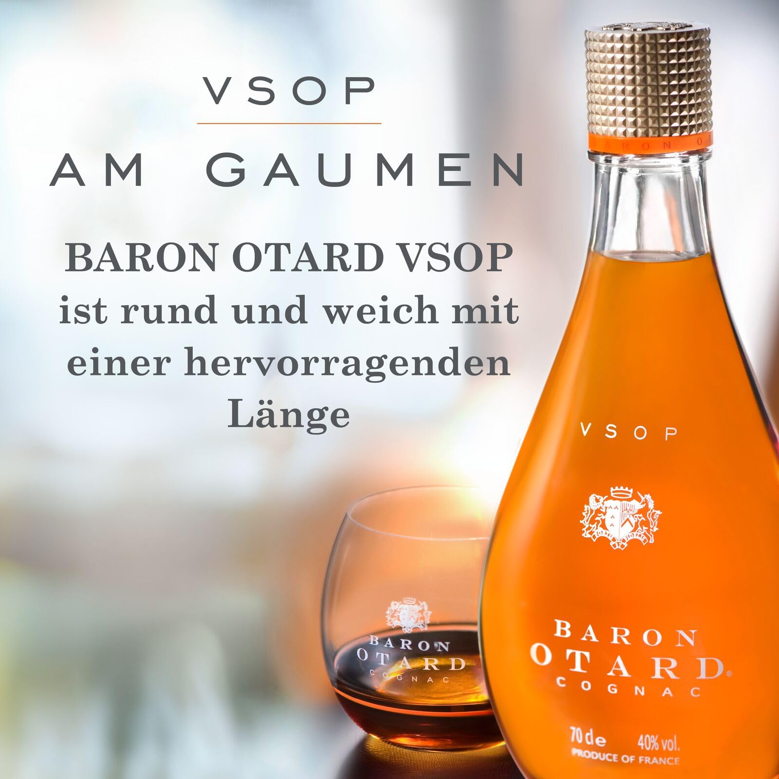 Baron Otard VSOP Cognac 40% 70cl Doppelt destillierter Premium-Cognac gereift in Eichenfässern