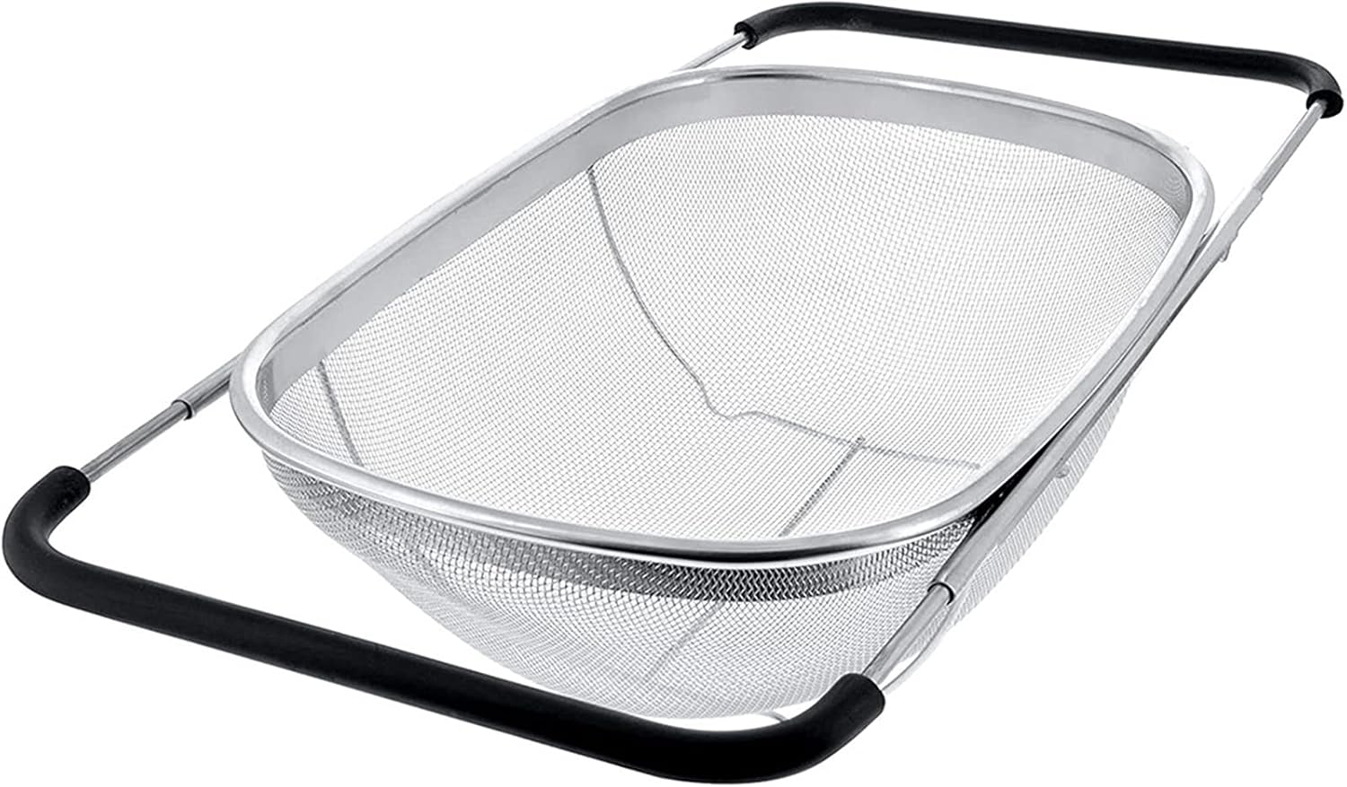 Colander，Colander Strainer，Colander Strainer Basket，Sink Strainer Colander Drain Basket Retractable Drain Basket Rubber Grip Handle Stainless Steel Oval Colander Sink Vegetable Draining Rack Drain Was