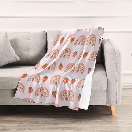 Miniatura 5 de Pink Strawberry Pattern Sofa Throw Blanket Winter Sofa Throw Blanket Lightweight Ultra-Soft Throws 60x90 Inches for Car, Living Room, Bed Flannel