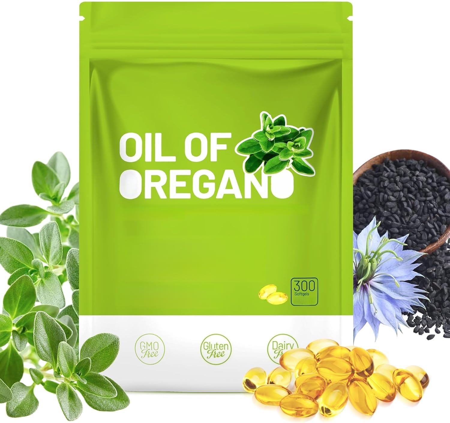 Huile d'origan et huile de graines noires pour soutenir la santé immunitaire digestive et respiratoire