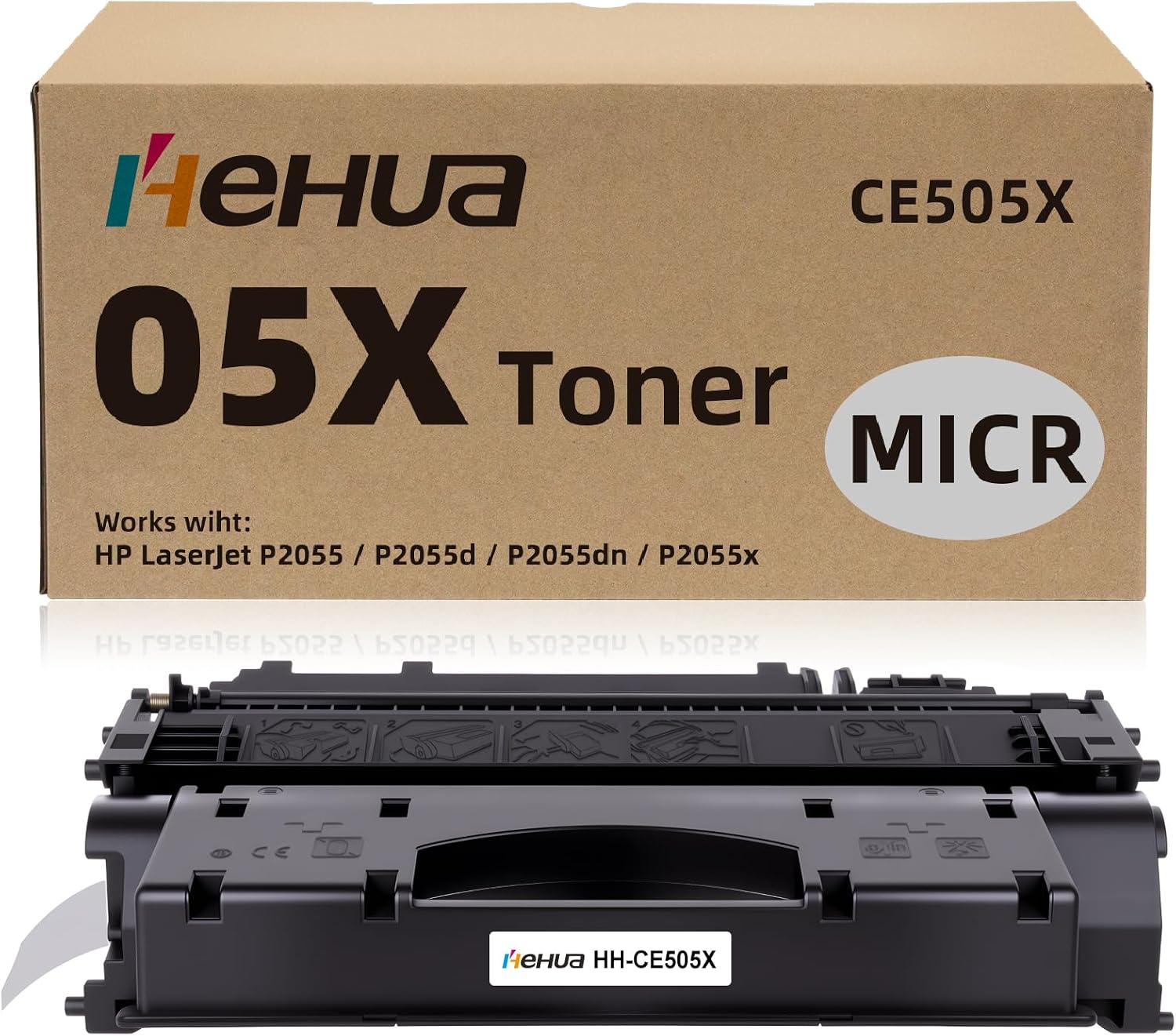 hehua 05X CE505X MICR Toner Cartridge Replacement for HP CE505X 05X 05A Toner Cartridge Compatible with HP LaserJet P2055 P2055d P2055dn P2055x Printers (1-Pack, 6,900 Pages)