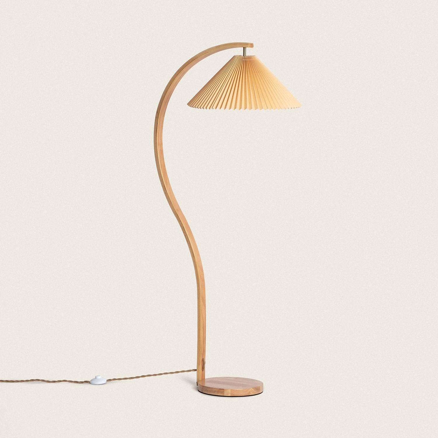 LEDKIA Lampada da Terra Legno Luanda Arancione
